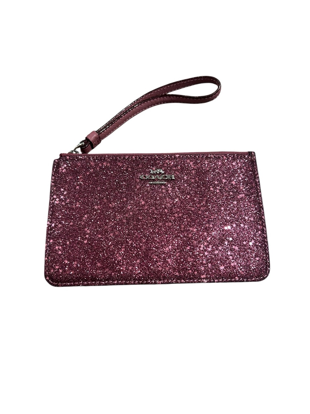 Coach Pink Glitter Wristlet with Strap